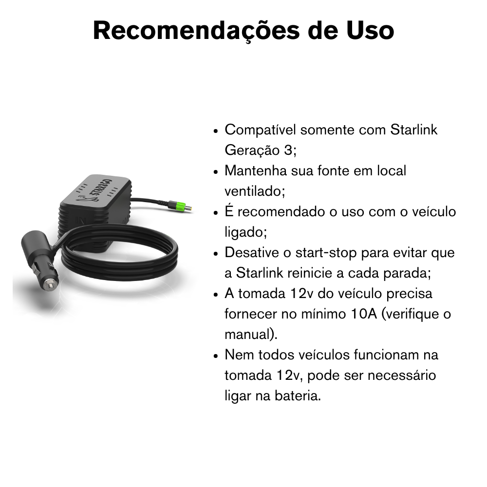 Fonte Veicular para Starlink Geração 3 (Gen3)